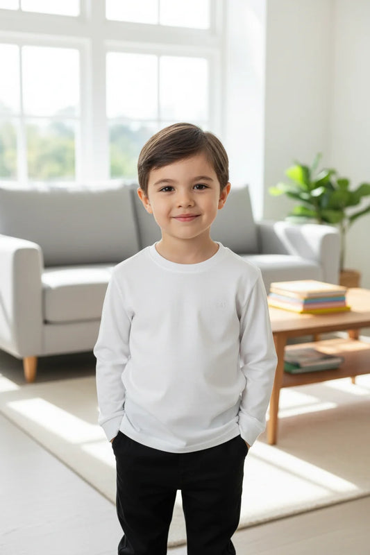 Camiseta M/L Em Meia Malha Branca