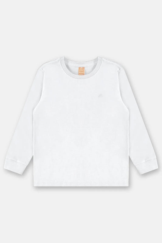 Camiseta M/L Em Meia Malha Branca
