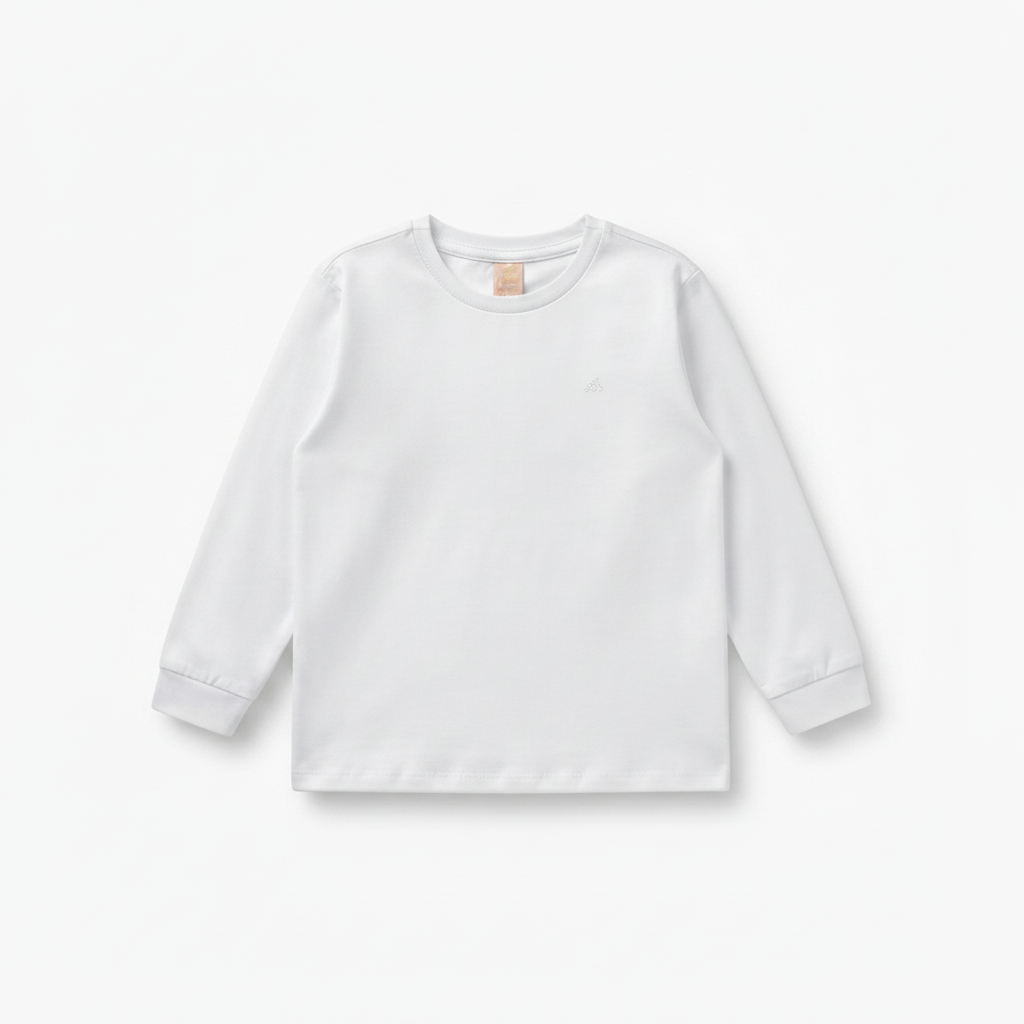 Camiseta M/L Em Meia Malha Branca