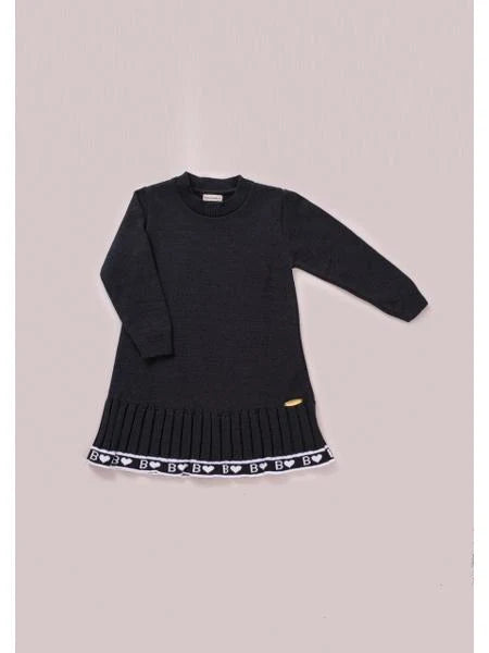Vestido em Malha Preto Corações - Linha Kids Nina
