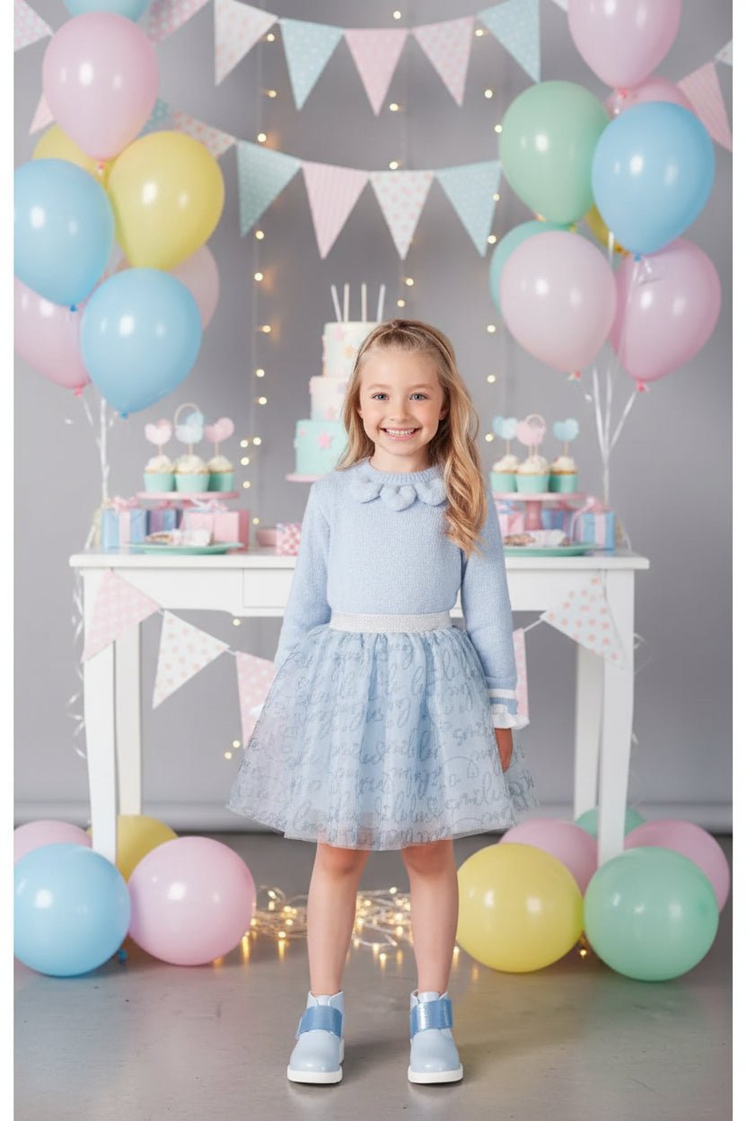 Suéter Peludinho Coração Azul Pastel - Linha Baby Nina
