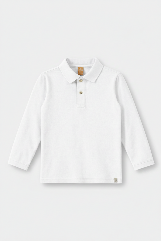 Camisa Polo M/L Em Piquet Branca