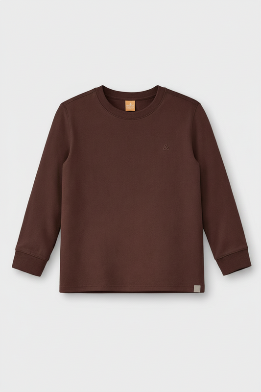 Camiseta M/L Em Meia Malha - Marrom