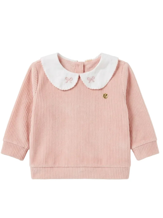 Blusa Manga Longa em Malha Canelada - Rosa bebe