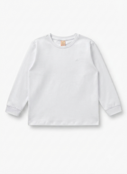 Camiseta M/L Em Meia Malha Branca
