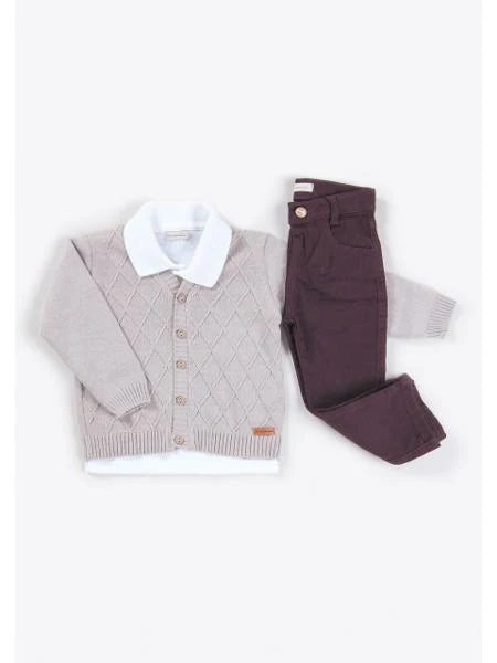 Calça Sarja Tradicional Burgundy
