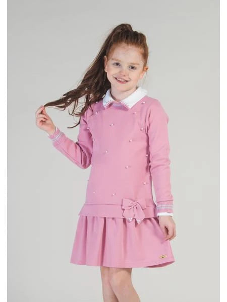 Vestido Pérolas Rosa Buque - Linha Kids Nina