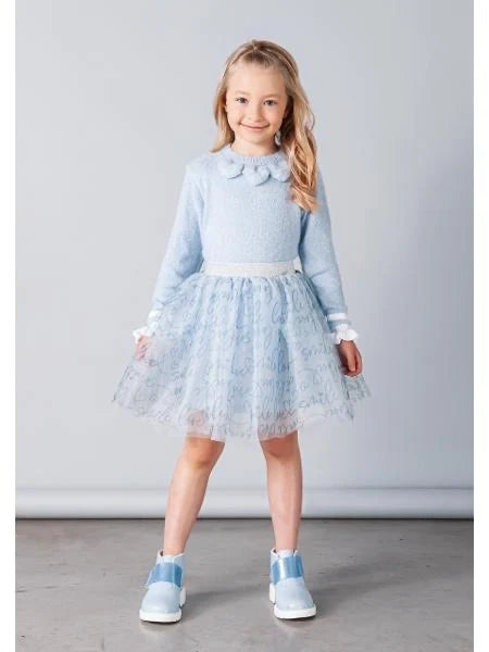 Suéter Peludinho Coração Azul Pastel - Linha Baby Nina